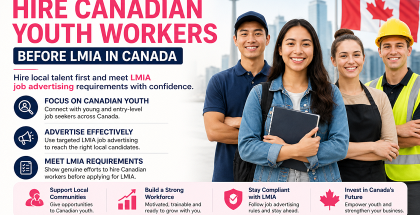 Young Canadian workers representing employers hiring Canadian youth before LMIA job advertising in Canada